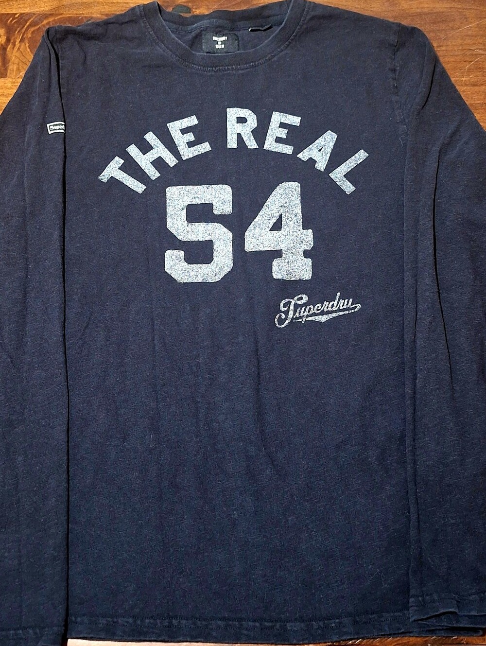 Superdry Navy Crewneck Sweater with 'THE REAL 54' Graphic